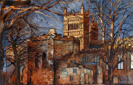I cut my artistic teeth painting and drawing trees. This view of the West Towers offered a great opportunity to enjoy myself painting them lit by the dying winter sun. 