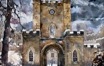 The entrance to The Castle under a fresh covering of snow