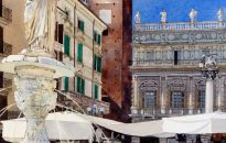 The centerpiece of this beautiful square is this fountain built in 1368 by Cansigorio della Scala, which is surmounted by a statue called Madonna Verona. The statue is in fact Roman dating to 380 AD.