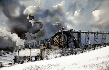 This giant water wheel is part of the Killhope Lead Mining Museum located in the North Pennines area of County Durham. At one time in the late 19th century, the mine was one of the most productive in Britain. Little did my patron realise when commissioning the painting, that in another life, I was responsible for designing and overseeing the construction of the museum's visitor centre.