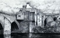 The medieval Elvet bridge built in 1160 by Bishop Hugh de Puiset.