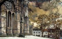 Commissioned to celebrate the retirement of a close friend, the magnificent Rose Window with Dun Cow Lane in the middle distance.